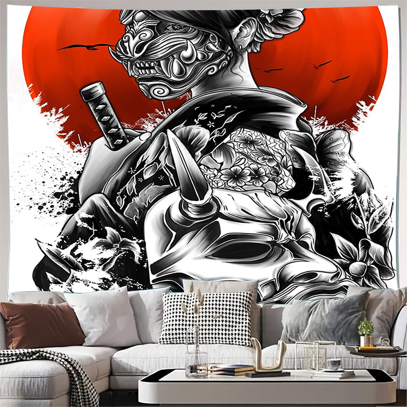 Japanese Home Textiles - Japanese Samurai Tapestry Wall Hanging Anime
