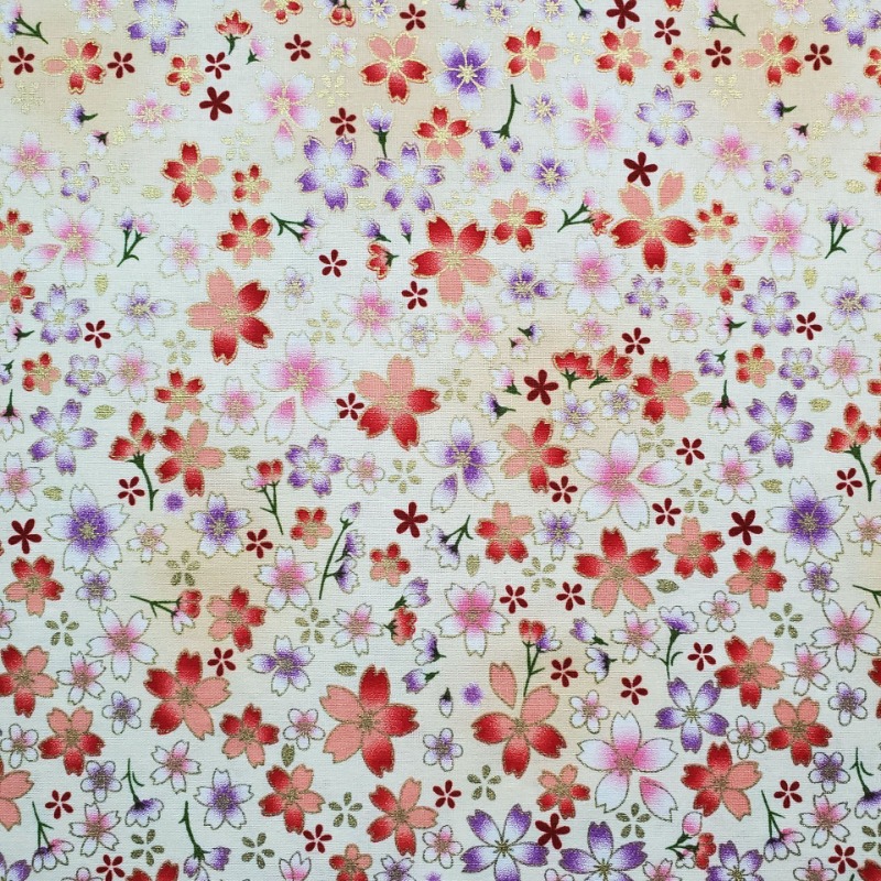 Cotton Gold Foil Printed Fabri - Japanese Home Textiles 评论和价格
