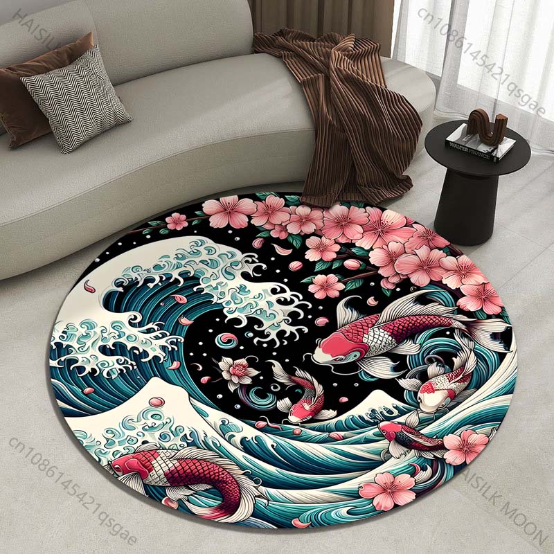 Retro Japanese Kanagawa Waves  - Japanese Home Textiles 评论和价格