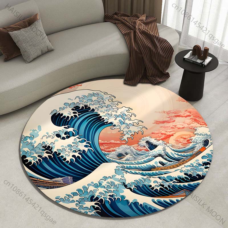 Retro Japanese Kanagawa Waves  - Japanese Home Textiles 评论和价格