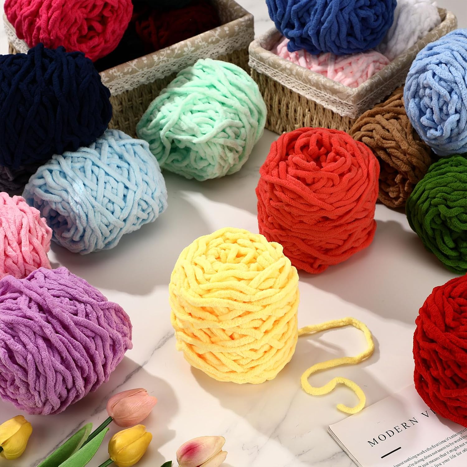 6PCS 600g Chenille Knitting Ya - Wool Blanket Herringbone 评论和价格