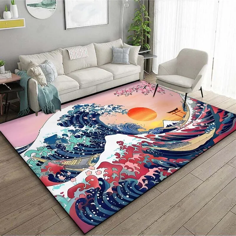 Japanese Art Kanagawa Waves Ca - Japanese Home Textiles 评论和价格