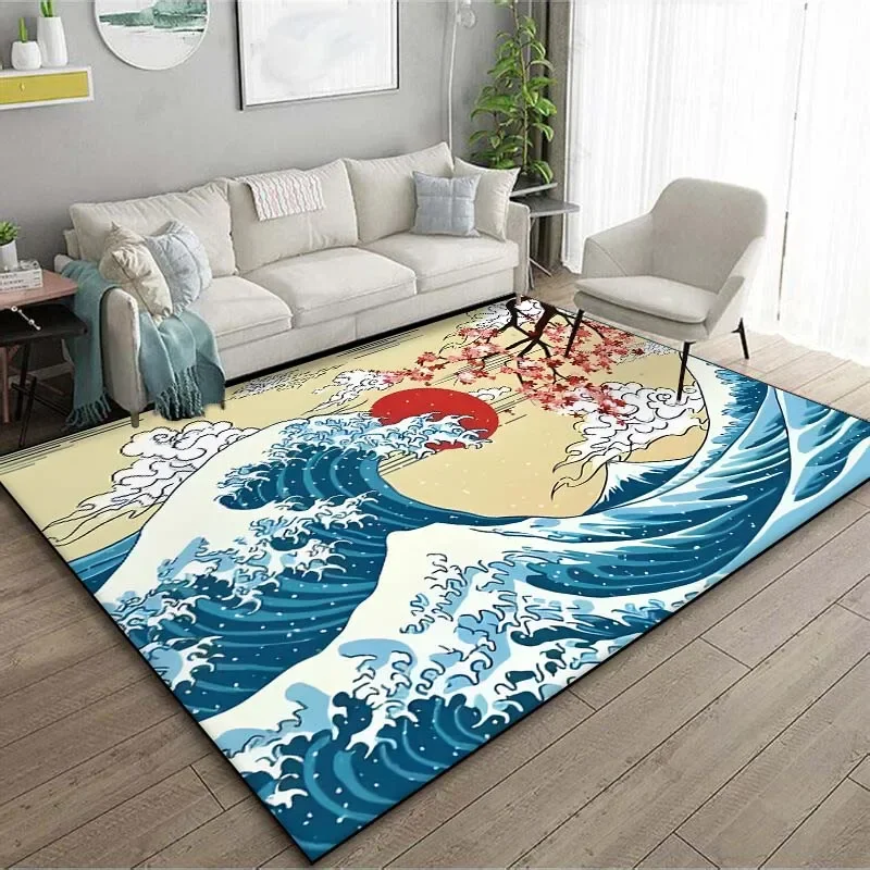 Japanese Art Kanagawa Waves Ca - Japanese Home Textiles 评论和价格