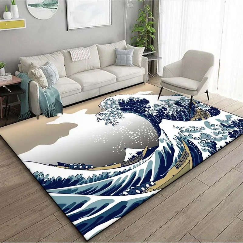 Japanese Art Kanagawa Waves Ca - Japanese Home Textiles 评论和价格